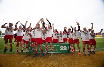 280426 - Rhymney v Mynydd Mawr, DC Thomas Plate Final - Rhymney celebrate after winning the DC Thomas Plate Final