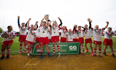 280426 - Rhymney v Mynydd Mawr, DC Thomas Plate Final - Rhymney celebrate after winning the DC Thomas Plate Final