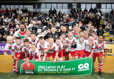 280426 - Rhymney v Mynydd Mawr, DC Thomas Plate Final - Rhymney celebrate after winning the DC Thomas Plate Final