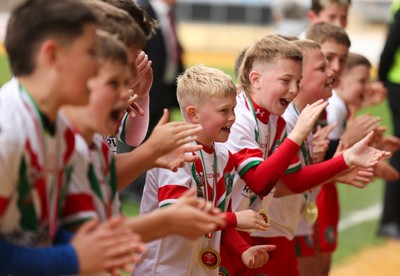 280426 - Rhymney v Mynydd Mawr, DC Thomas Plate Final - Rhymney celebrate after winning the DC Thomas Plate Final