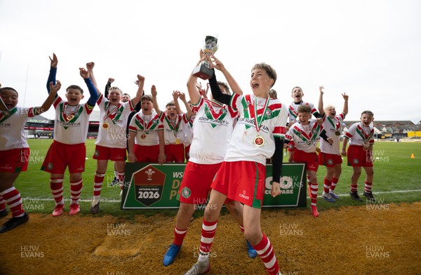 280426 - Rhymney v Mynydd Mawr, DC Thomas Plate Final - Rhymney celebrate after winning the DC Thomas Plate Final