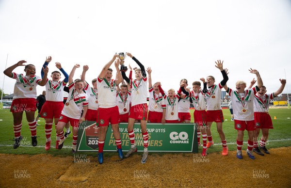280426 - Rhymney v Mynydd Mawr, DC Thomas Plate Final - Rhymney celebrate after winning the DC Thomas Plate Final