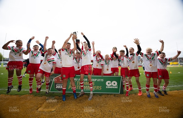 280426 - Rhymney v Mynydd Mawr, DC Thomas Plate Final - Rhymney celebrate after winning the DC Thomas Plate Final
