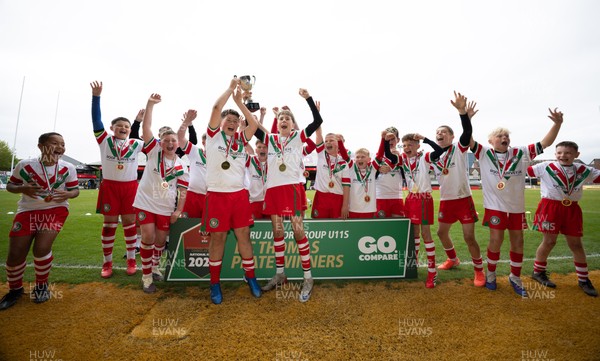 280426 - Rhymney v Mynydd Mawr, DC Thomas Plate Final - Rhymney celebrate after winning the DC Thomas Plate Final