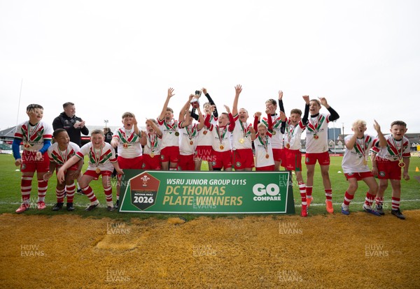 280426 - Rhymney v Mynydd Mawr, DC Thomas Plate Final - Rhymney celebrate after winning the DC Thomas Plate Final