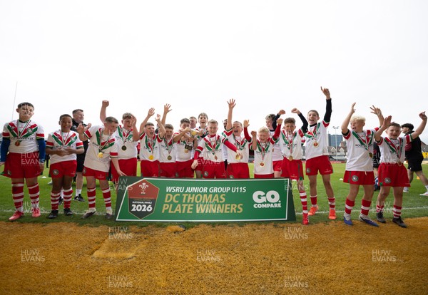 280426 - Rhymney v Mynydd Mawr, DC Thomas Plate Final - Rhymney celebrate after winning the DC Thomas Plate Final