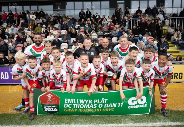 280426 - Rhymney v Mynydd Mawr, DC Thomas Plate Final - Rhymney celebrate after winning the DC Thomas Plate Final