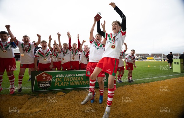 280426 - Rhymney v Mynydd Mawr, DC Thomas Plate Final - Rhymney celebrate after winning the DC Thomas Plate Final