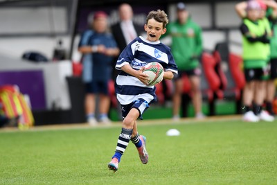 210525 - Rhymney Valley and Caerphilly District v Pembs Schools  - WSRU Junior Group - U11s DC Thomas Bowl Final - Noah Campbell of Pembs Schools runs in to score a try