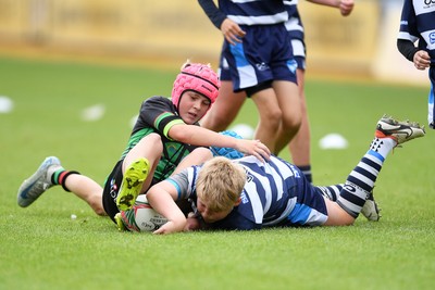 210525 - Rhymney Valley and Caerphilly District v Pembs Schools  - WSRU Junior Group - U11s DC Thomas Bowl Final - Lolo Badham of Pembs Schools scores a try