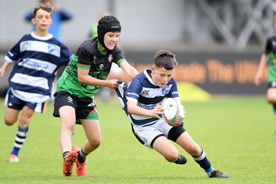 210525 - Rhymney Valley and Caerphilly District v Pembs Schools  - WSRU Junior Group - U11s DC Thomas Bowl Final - Billy Thomas of Pembs Schools scores a try