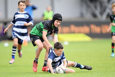 210525 - Rhymney Valley and Caerphilly District v Pembs Schools  - WSRU Junior Group - U11s DC Thomas Bowl Final - Billy Thomas of Pembs Schools scores a try