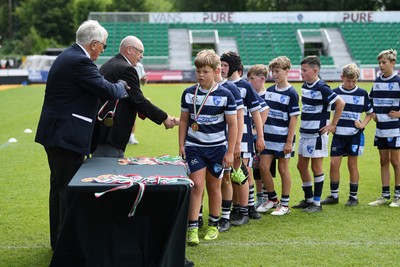 210525 - Rhymney Valley and Caerphilly District v Pembs Schools  - WSRU Junior Group - U11s DC Thomas Bowl Final - Pembs Schools collect their medals at full time