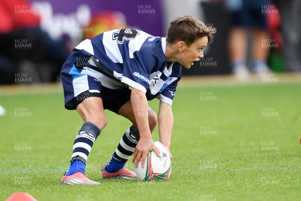 210525 - Rhymney Valley and Caerphilly District v Pembs Schools  - WSRU Junior Group - U11s DC Thomas Bowl Final - Noah Campbell of Pembs Schools scores a try