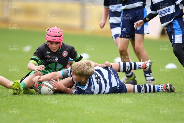 210525 - Rhymney Valley and Caerphilly District v Pembs Schools  - WSRU Junior Group - U11s DC Thomas Bowl Final - Lolo Badham of Pembs Schools scores a try