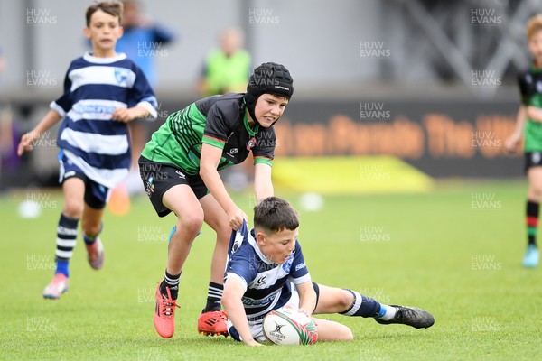 210525 - Rhymney Valley and Caerphilly District v Pembs Schools  - WSRU Junior Group - U11s DC Thomas Bowl Final - Billy Thomas of Pembs Schools scores a try