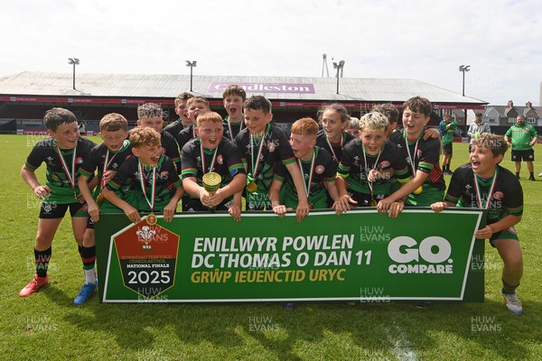 210525 - Rhymney Valley and Caerphilly District v Pembs Schools  - WSRU Junior Group - U11s DC Thomas Bowl Final - Rhymney Valley and Caerphilly District players celebrate lifting the trophy 