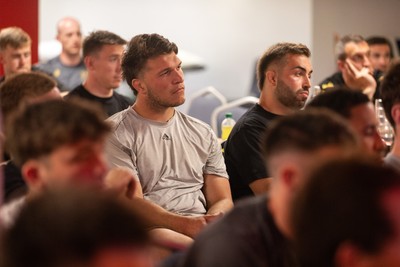 110625 - WRU - Richard Parkes speaks to Welsh team at the Vale Resort - Teddy Williams watches Parkes speak