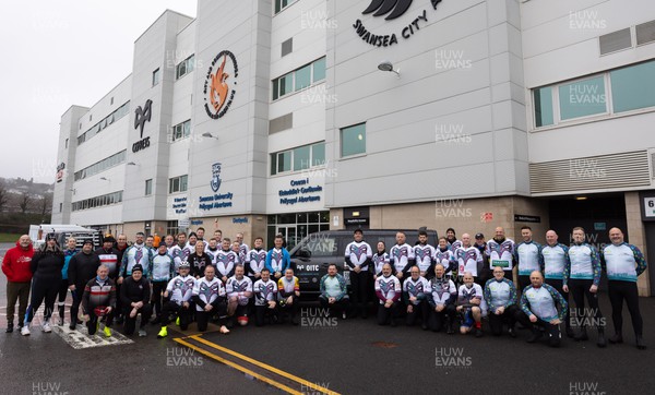200224 - Ospreys in the Community Ride 2 Rugby Cycle Ride - Riders prepare to head off from the Swanseacom Stadium to ride to Dublin on the Ride 2 Rugby Cycle Ride