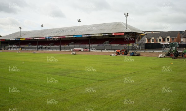 110817 - Work progresses as the new pitch is installed at Rodney Parade, home of the Dragons, Newport RFC and Newport County