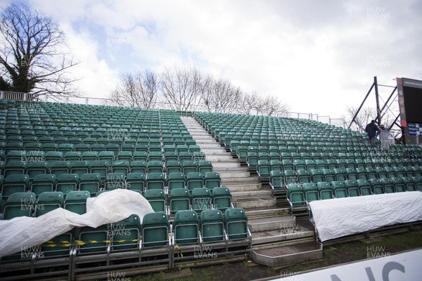 250118 - Newport County - Picture shows the extra stands being put in before their FA Cup fixture against Spurs