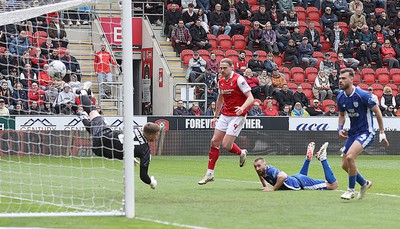 040524 - Rotherham United v Cardiff City - Sky Bet Championship - Nat Phillips of Cardiff [on ground] heads the ball past Dillon Phillips of Rotherham United for the 1st Cardiff goal 