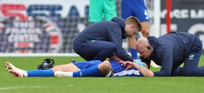 040524 - Rotherham United v Cardiff City - Sky Bet Championship - Nat Phillips of Cardiff injured after a clash of heads and is taken off