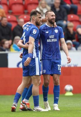 040524 - Rotherham United v Cardiff City - Sky Bet Championship - Jamilu Collins of Cardiff celebrates with Demitrios Goutas of Cardiff after Cardiff goal