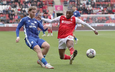 040524 - Rotherham United v Cardiff City - Sky Bet Championship - Josh Bowler of Cardiff and Sebastian Revan of Rotherham United