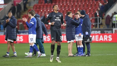 070226 - Rotherham United v Cardiff City - Sky Bet League 1 - Goalkeeper Nathan Trott of Cardiff celebrates at the end of the match