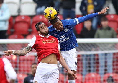 070226 - Rotherham United v Cardiff City - Sky Bet League 1 - Ronan Kpakio of Cardiff and Sam Nombe of Rotherham