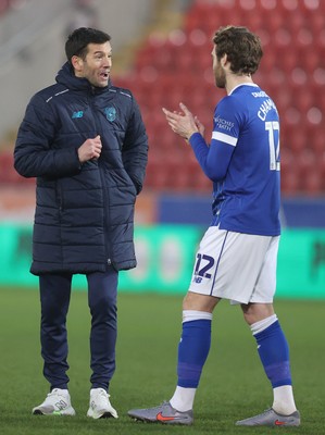 070226 - Rotherham United v Cardiff City - Sky Bet League 1 - Manager Brian Barry-Murphy of Cardiff and Calum Chambers of Cardiff at the end of the match 