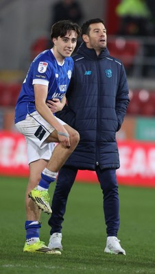 070226 - Rotherham United v Cardiff City - Sky Bet League 1 - Manager Brian Barry-Murphy of Cardiff and Joel Colwill of Cardiff at the end of the match