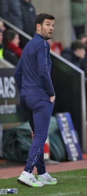 070226 - Rotherham United v Cardiff City - Sky Bet League 1 - Manager Brian Barry-Murphy of Cardiff looks towards travelling fans