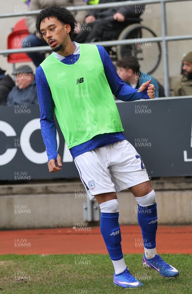 070226 - Rotherham United v Cardiff City - Sky Bet League 1 - New boy Calum Scanlon of Cardiff warms up but doesn’t get a game
