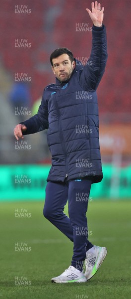 070226 - Rotherham United v Cardiff City - Sky Bet League 1 - Manager Brian Barry-Murphy of Cardiff salutes the travelling fans at the end of the match