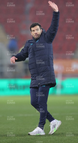 070226 - Rotherham United v Cardiff City - Sky Bet League 1 - Manager Brian Barry-Murphy of Cardiff salutes the travelling fans at the end of the match
