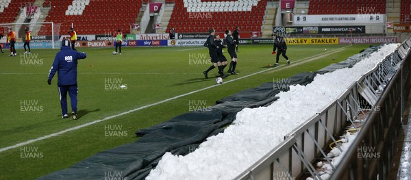 090221 - Rotherham United v Cardiff City - Sky Bet Championship - Pitch with snow on side