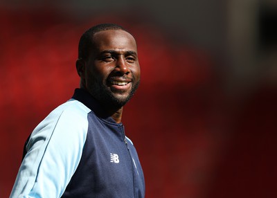 180323 - Rotherham United v Cardiff City - Sky Bet Championship - Cardiff’s Sol Bamba inspects the New York Stadium pitch before kick off