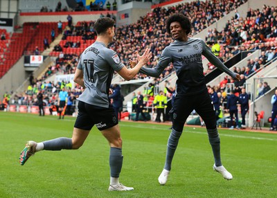 180323 - Rotherham United v Cardiff City - Sky Bet Championship - Jaden Philogene-Bidace of Cardiff celebrates scoring his sides first goal of the match