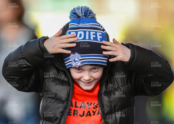 180323 - Rotherham United v Cardiff City - Sky Bet Championship - A young Cardiff fan arrives at The New York Stadium