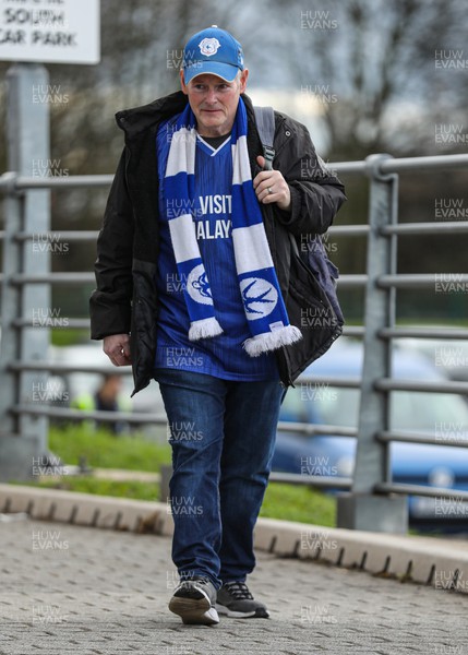 180323 - Rotherham United v Cardiff City - Sky Bet Championship - A Cardiff fan arrives at The New York Stadium