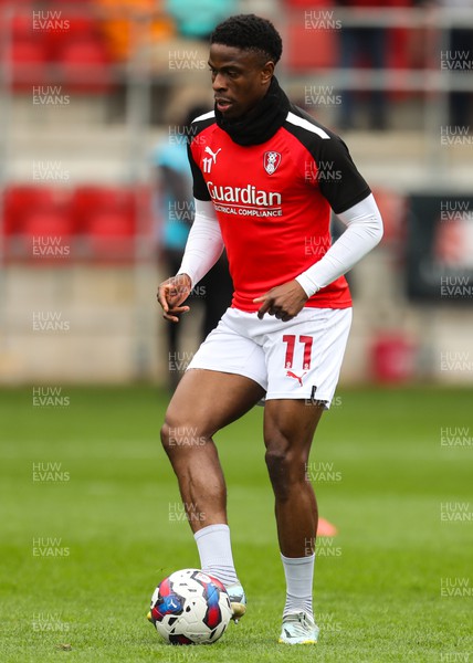 150423 - Rotherham United v Luton Town - Sky Bet Championship - Chiedozie Ogbene of Rotherham warms up