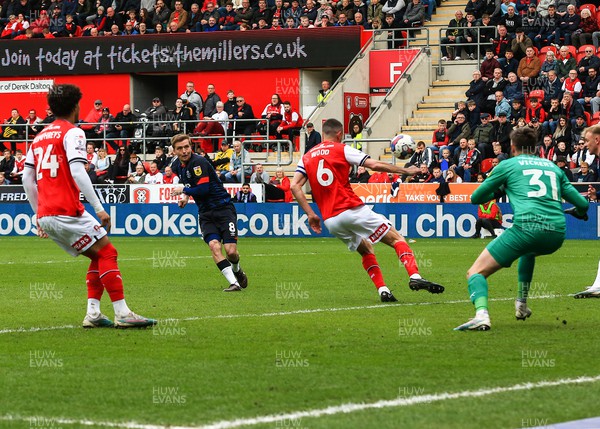 150423 - Rotherham United v Luton Town - Sky Bet Championship - Luke Berry of Luton Town has his shot saved