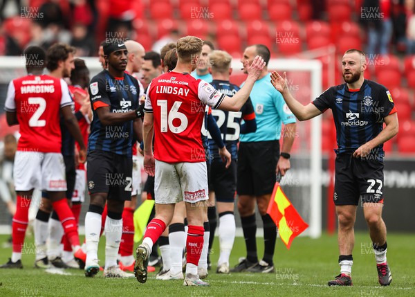 150423 - Rotherham United v Luton Town - Sky Bet Championship - Players shake hands at full time