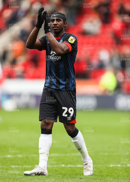 150423 - Rotherham United v Luton Town - Sky Bet Championship - Amari’i Bell of Luton Town applauds Luton Town fans at full time