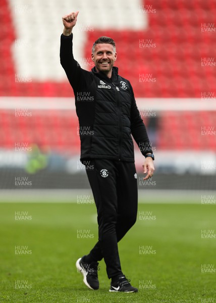 150423 - Rotherham United v Luton Town - Sky Bet Championship - Luton Town Manager Rob Edwards celebrates at full time