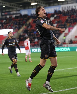 201026 - Rotherham United v Newport County - Sky Bet League 2 - Harrison Biggins of Newport celebrates their 2nd goal