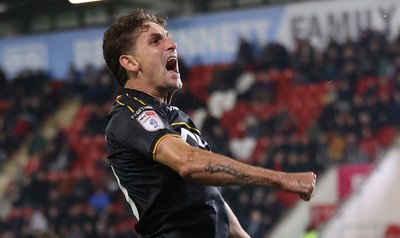 201026 - Rotherham United v Newport County - Sky Bet League 2 - Harrison Biggins of Newport celebrates their 2nd goal
