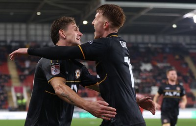201026 - Rotherham United v Newport County - Sky Bet League 2 - Ged Garner of Newport (right) celebrates his goal with Harrison Biggins of Newport 